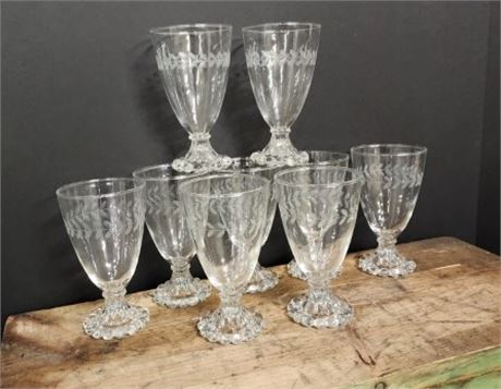 Vintage Etched Water Glass Set