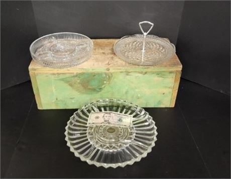 Cut-Glass Party Trays & Cake Stand
