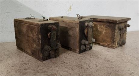 Vintage Kokomo Electric Co. Wood Box Ignition Box Trio