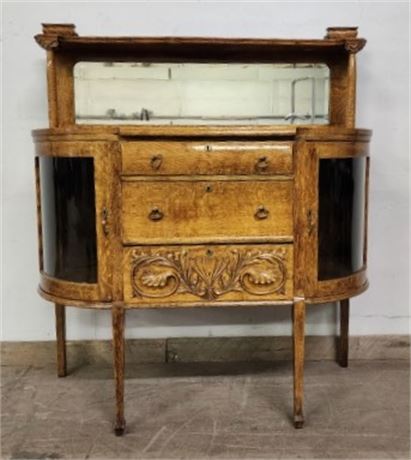 😲WoW - Antique Oak Buffet/Server with Curved Side Doors