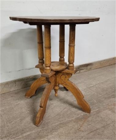 Scalloped Antique Oak Accent Table