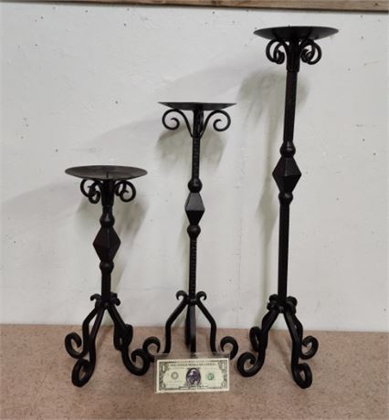 🕯️Ornamental Iron Candle Stand Trio - 30", 24", and 18" Heights