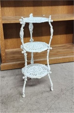 Small White Metal 3 Tier Stand - 10" Diameter x 27"h