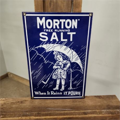 Metal Morton Salt Sign - 8x12
