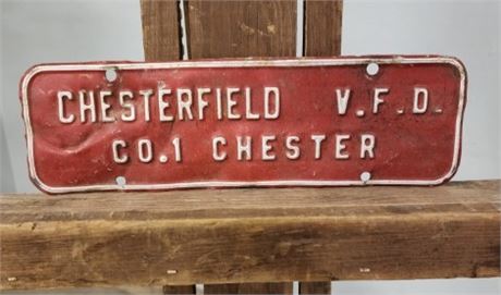 Vintage Metal Chesterfield Sign - 12x4