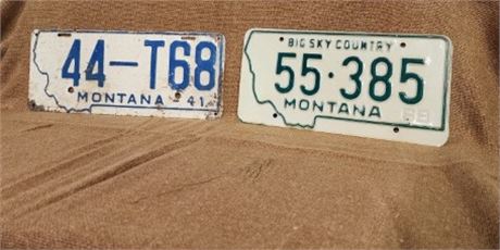 Vintage MT License Plate Pair