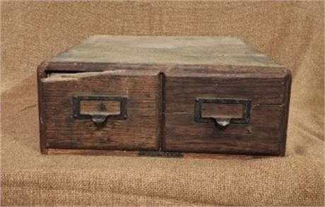 Antique Wood File Drawer w/ Contents