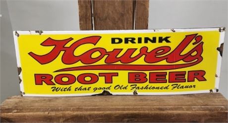 Vintage Howells Root beer Metal Sign - 17x6