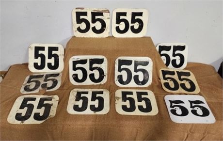 Vintage #55 Motorcycle Racing Number Plates