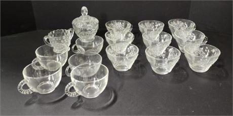 Vintage Glass Cups with Sugar Bowls