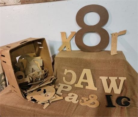 Assorted Pressed Wood Letters/Numbers