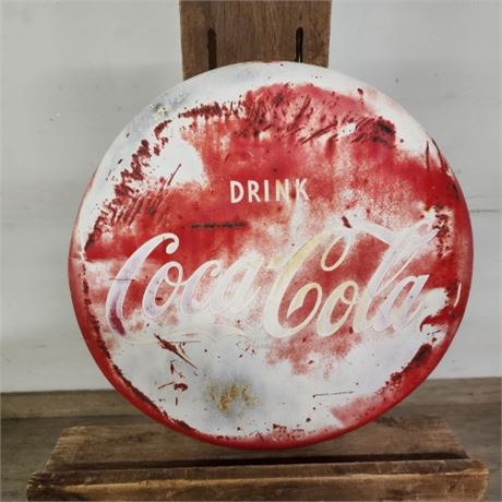 Vintage Coca-Cola Bottle Top Sign...16"dia