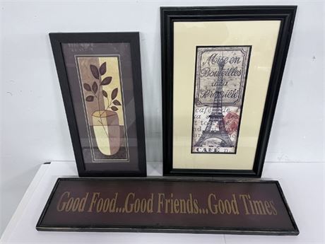 Framed Home Decor Trio...36x9...17x27...12x24