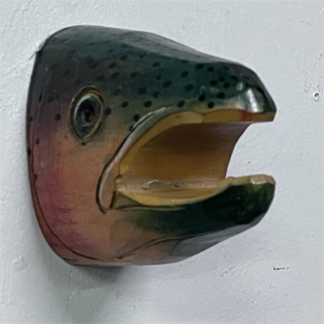 Made In MT. Carved Wood Trout Head