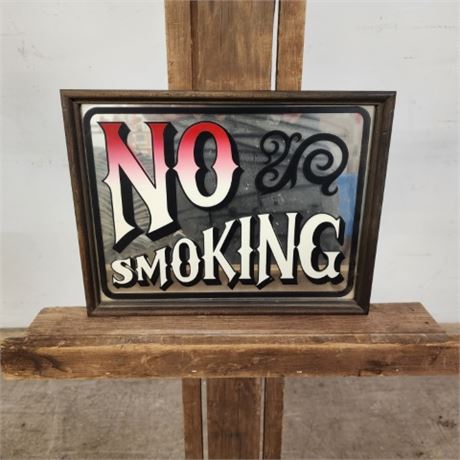 Vintage Mirror "No Smoking" Sign - 13x10