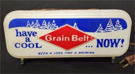 Vintage Lighted GrainBelt Back Bar Sign