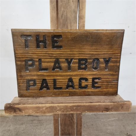 Vintage Wood "Playboy Palace" Sign - 17x11