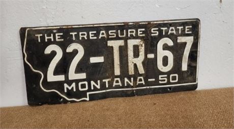 Vintage 1950 Treasure State License Plate