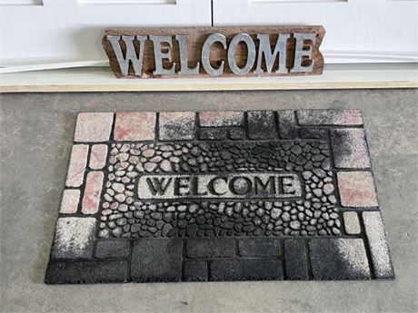 Welcome Mat (35x23) and Wall Mount Welcome Sign (26x7)