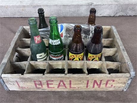 Vintage Wood Soda Crate and Bootles