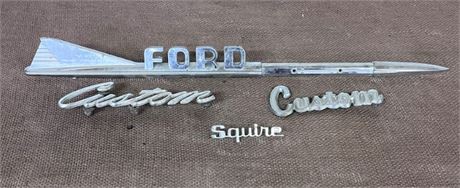 Vintage Metal Ford/Custom/Squire Auto Tags