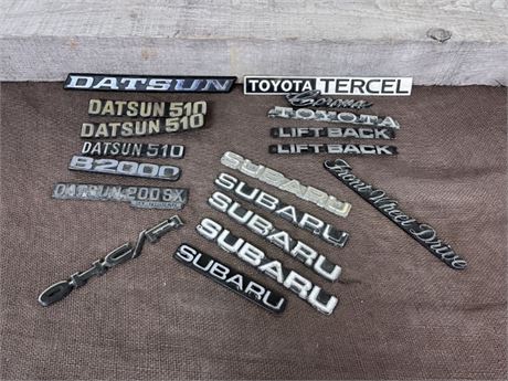 Vintage Subaru/Toyota/Datsun Auto Tags