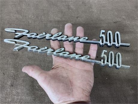 Vintage Metal Fairlane 500 Auto Tags
