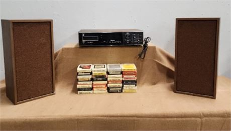 Vintage 8 Track Player/AM/FM Receiver & Tapes