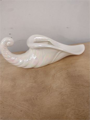 White Conch Shell Planter Vase USA Art Pottery Signed