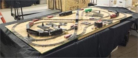 Awesome Vintage 4'x8' MARX Plug-In Place Working Train Set with Many Extras