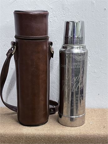 Vintage Stanley Stainless Thermos w/ Engraving & Leather Case