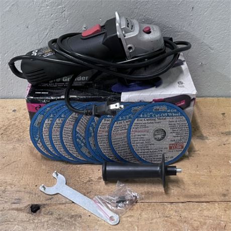 Angle Grinder w/ New Cut Off Wheels & Case