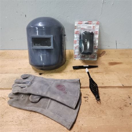 Welders Helmet/Brazing Goggles/Slag Tool/XL Gloves