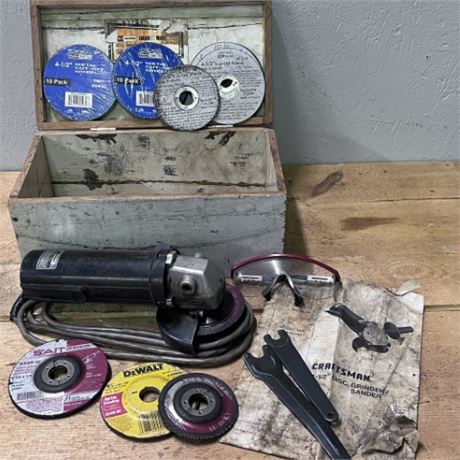 Angle Grinder w/ Extras and Wood Case
