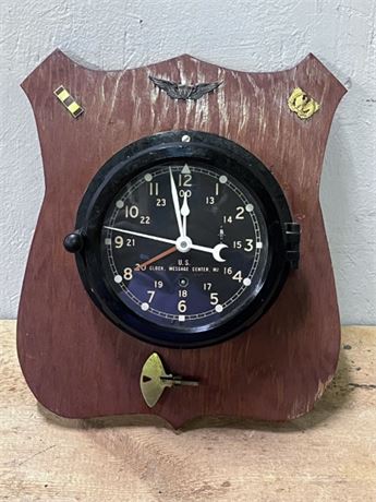Vintage US Navy Maritime Clock w/ Key - Works