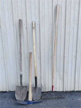 Shovels, Pick, Rake