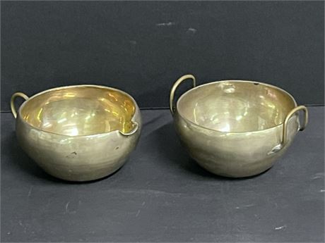 Vintage Brass Sugar Bowl & Pitcher