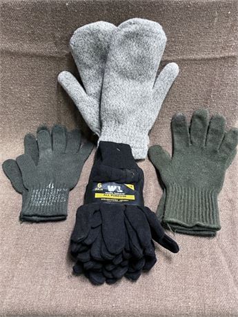 New Knit & Jersey Gloves - L & XL - 9 pair