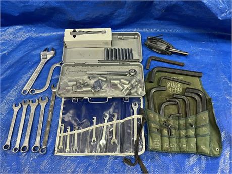 Assorted Wrenches, Sockets, Ratchets, Hex Keys