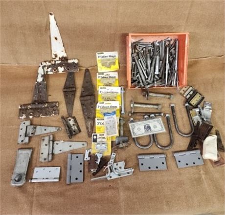 Assorted Bolts/Hinges/Cabinet Hardware