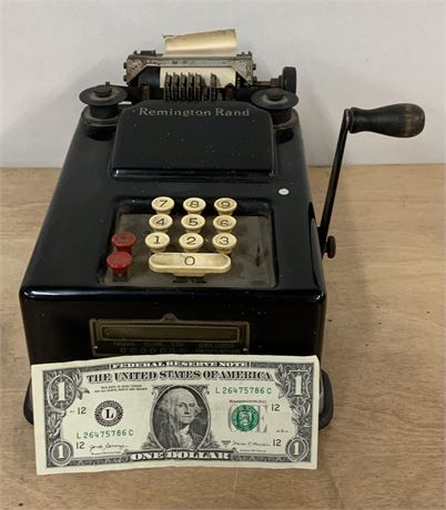 REMINGTON RAND 1930s MANUAL ADDING CALCULATOR