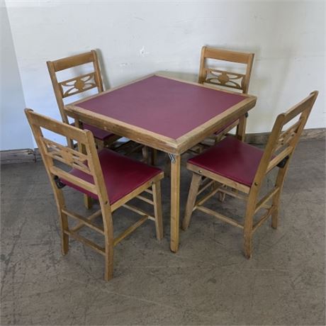 Vintage Folding Table & Chairs by California Coast Cabinet Co. - 30x30x27