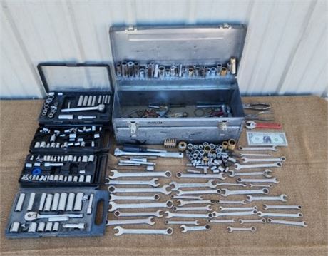 Assorted Sockets & Wrenches with Cases
