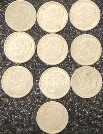 1950s-60s Roosevelt Silver Dimes