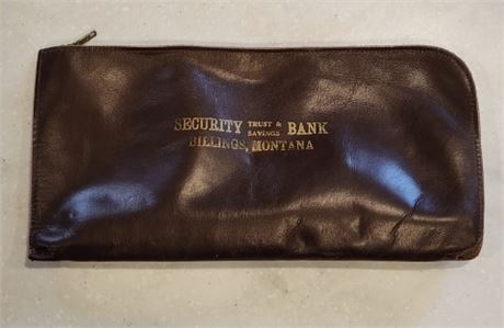 Vintage Leather Security Bank Billing MT Deposit Bag