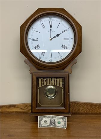 VINTAGE BULOVA WALNUT WALL HANGING CLOCK