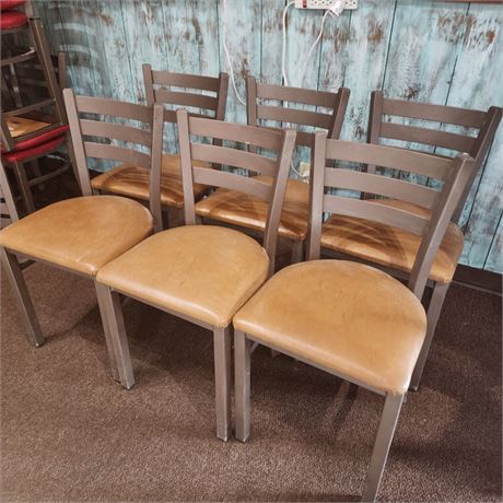 6 Dining Chairs w/ Tan Seats
