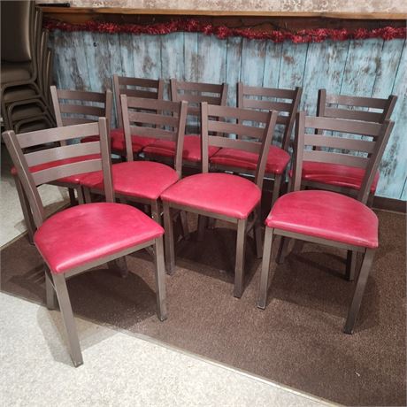 9 Dining Chairs w/ Red Seat