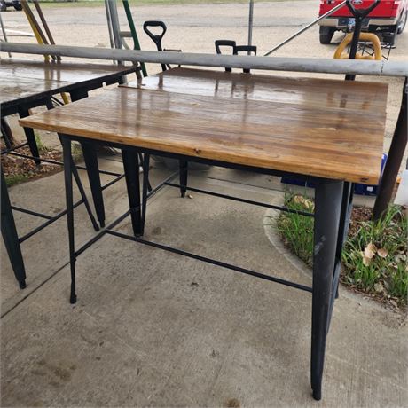 2 - Pub Height Wood Top Tables (47x23x35h)