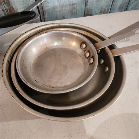 3 Stainless Steel Pans - 9", 11", 12"